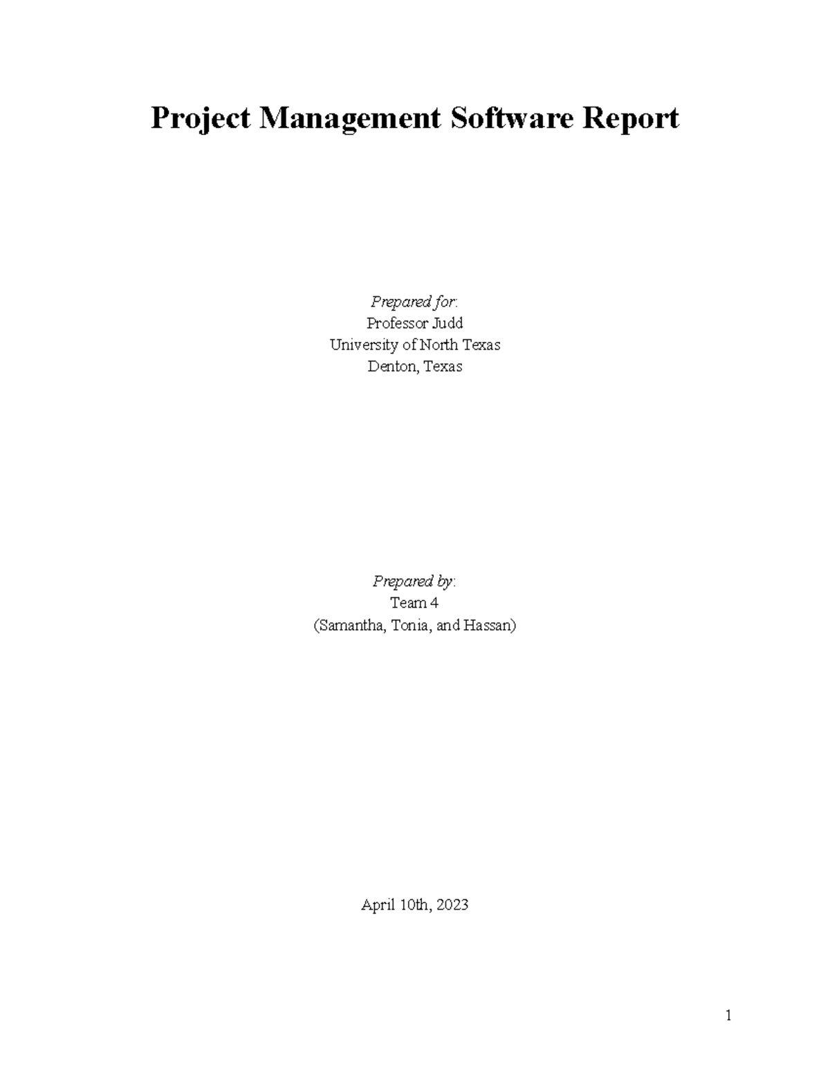 PM Report - Professor Judd - Project Management Software Report ...