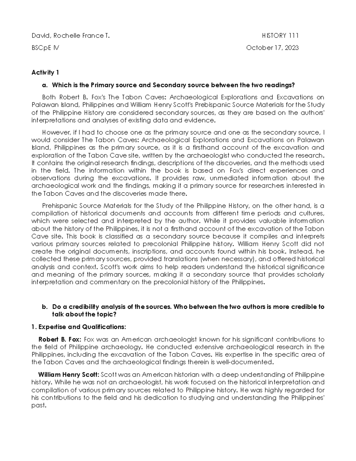 History 111 - David, RFT - David, Rochelle France T. HISTORY 111 BSCpE ...