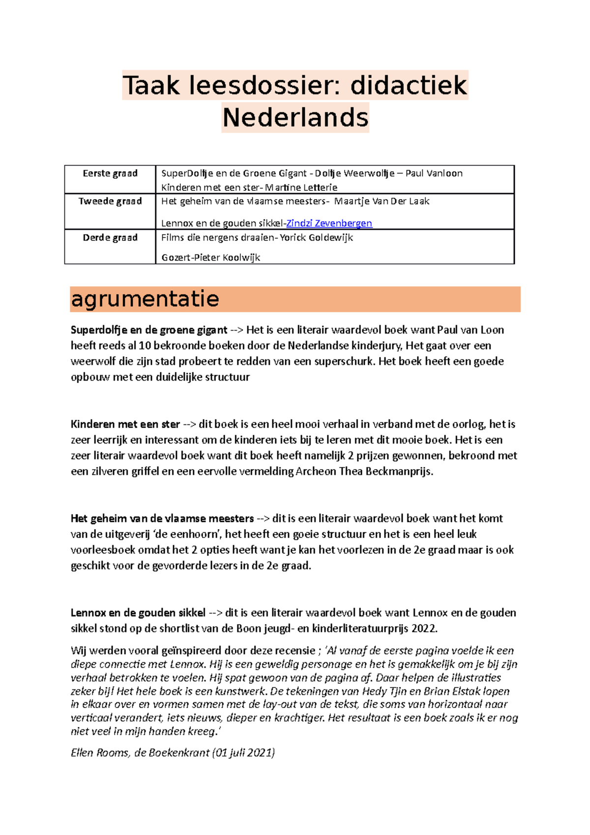 Opdracht leesdossier Taak leesdossier didactiek Nederlands Eerste graad SuperDolfje en de Opdracht leesdossier Taak leesdossier didactiek Nederlands Eerste graad SuperDolfje en de