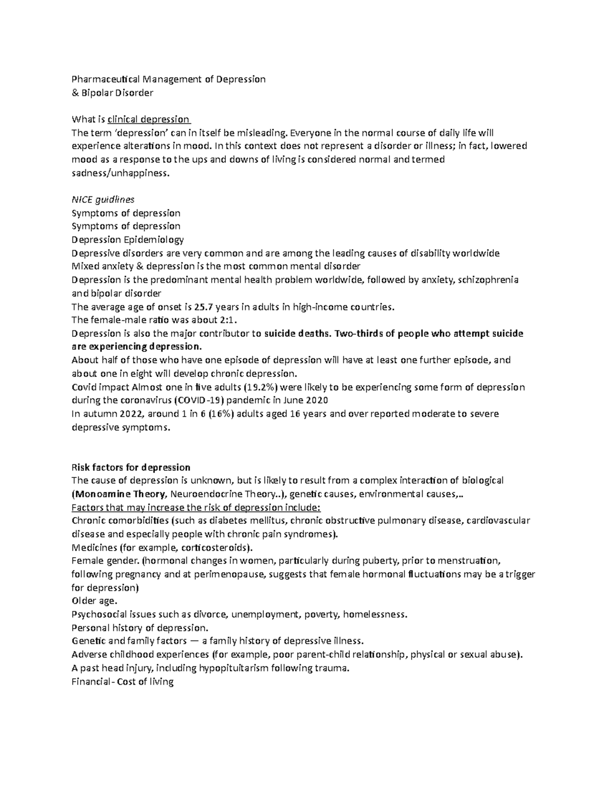 Depression Treating - Responding to symptoms -OSCES - Pharmaceutical ...