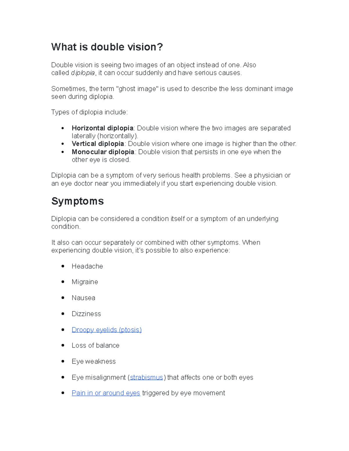 Pbl neuro 4 , studies of nervous system - What is double vision? Double ...