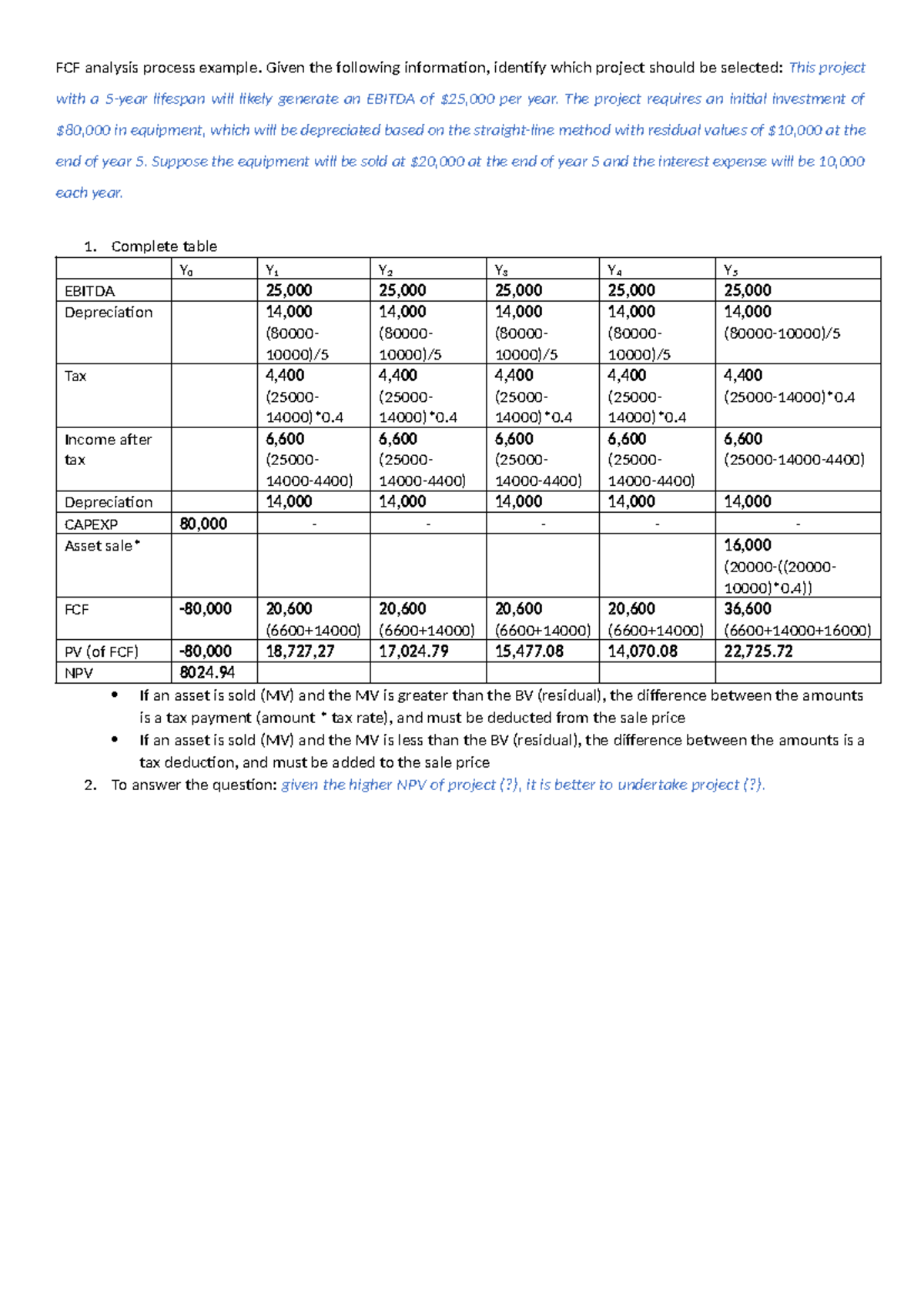 ACFI2070 FCF aalysis - Free cash flow analysis question/solution - FCF ...