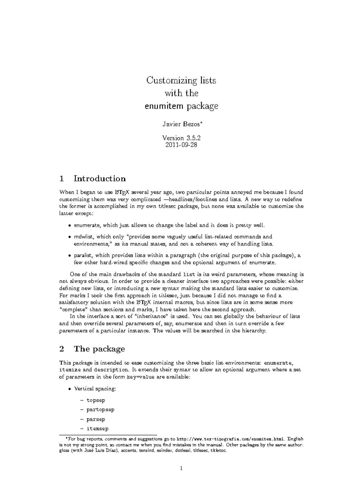 latex book of using emuitem Customizing lists with the enumitem