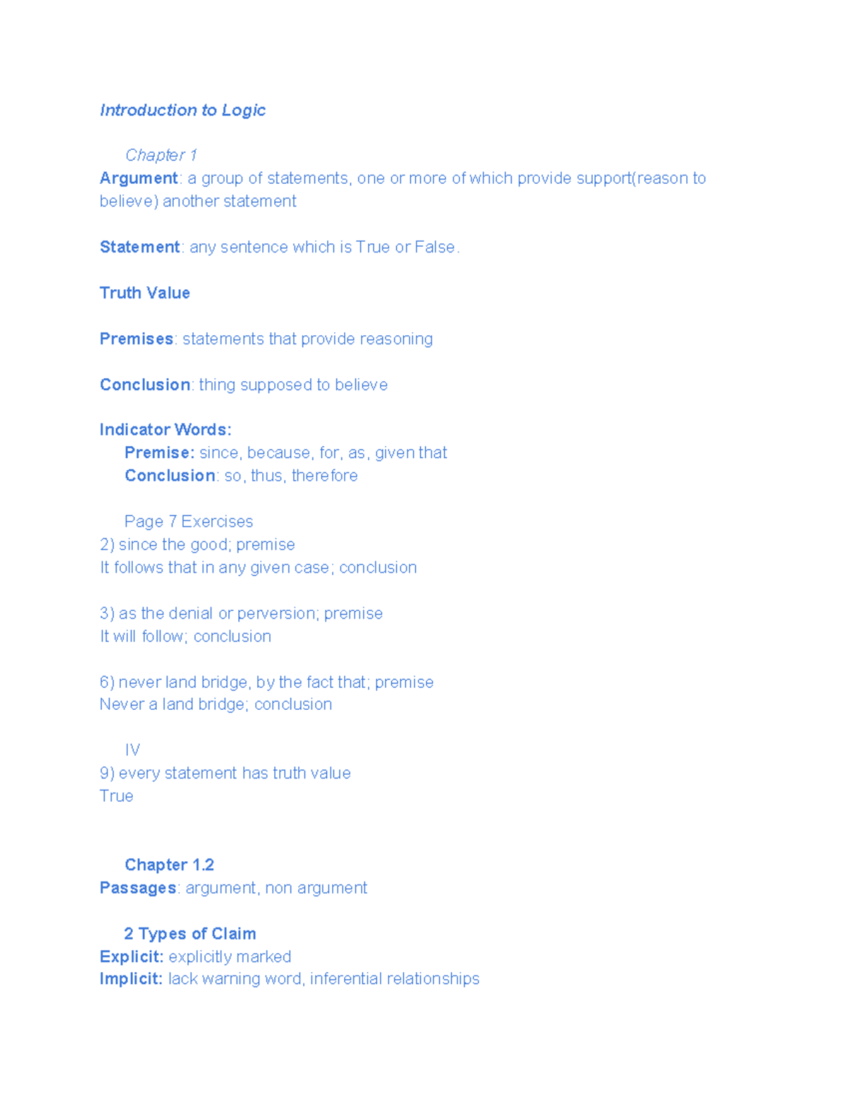 Intro To Logic - Introduction To Logic Chapter 1 Argument : A Group Of ...