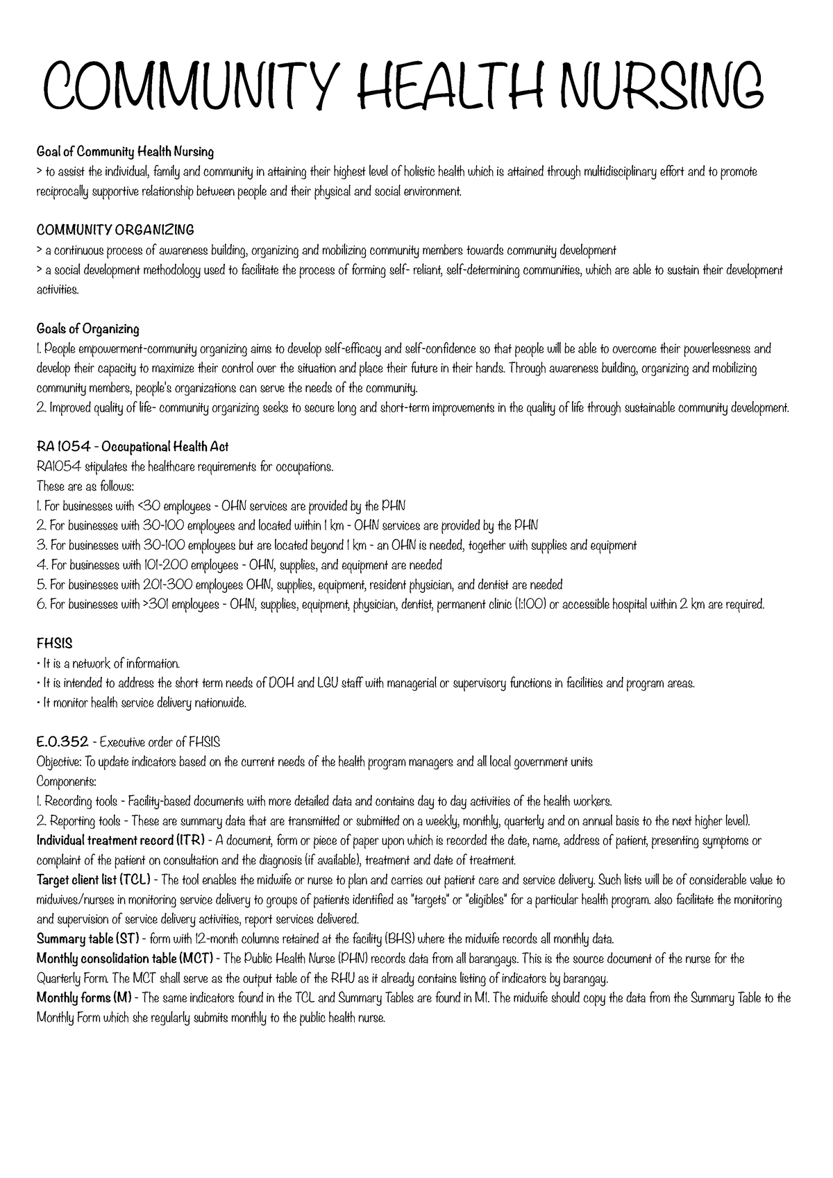 NP2-2 - CHN - Goal of Community Health Nursing > to assist the ...