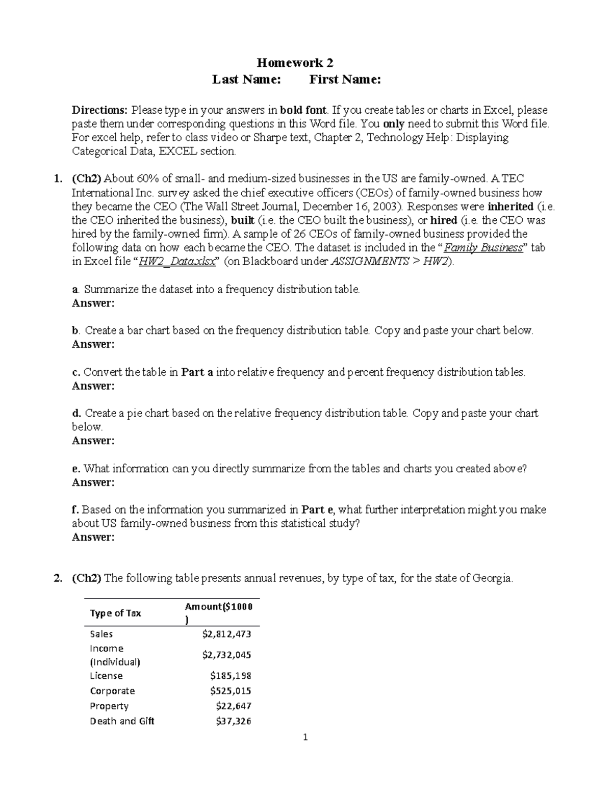 HW2 - Introduction To Statistics For Business And Economics - Homework ...
