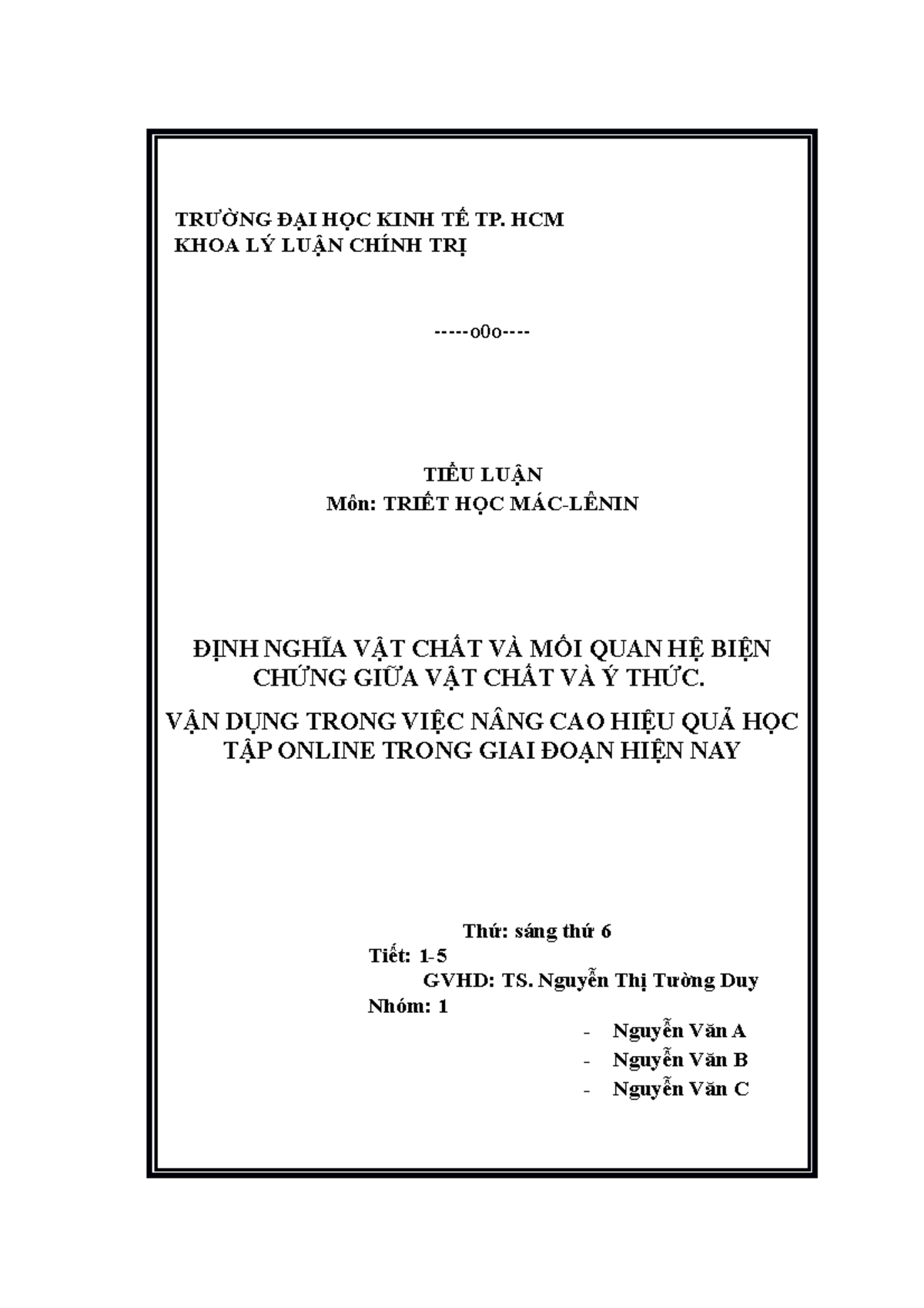 FILE M%E1%BA%AAU Y%C3%8AU C%E1%BA%A6U TIEU LUAN -o0o- TIỂU LUẬN Môn ...