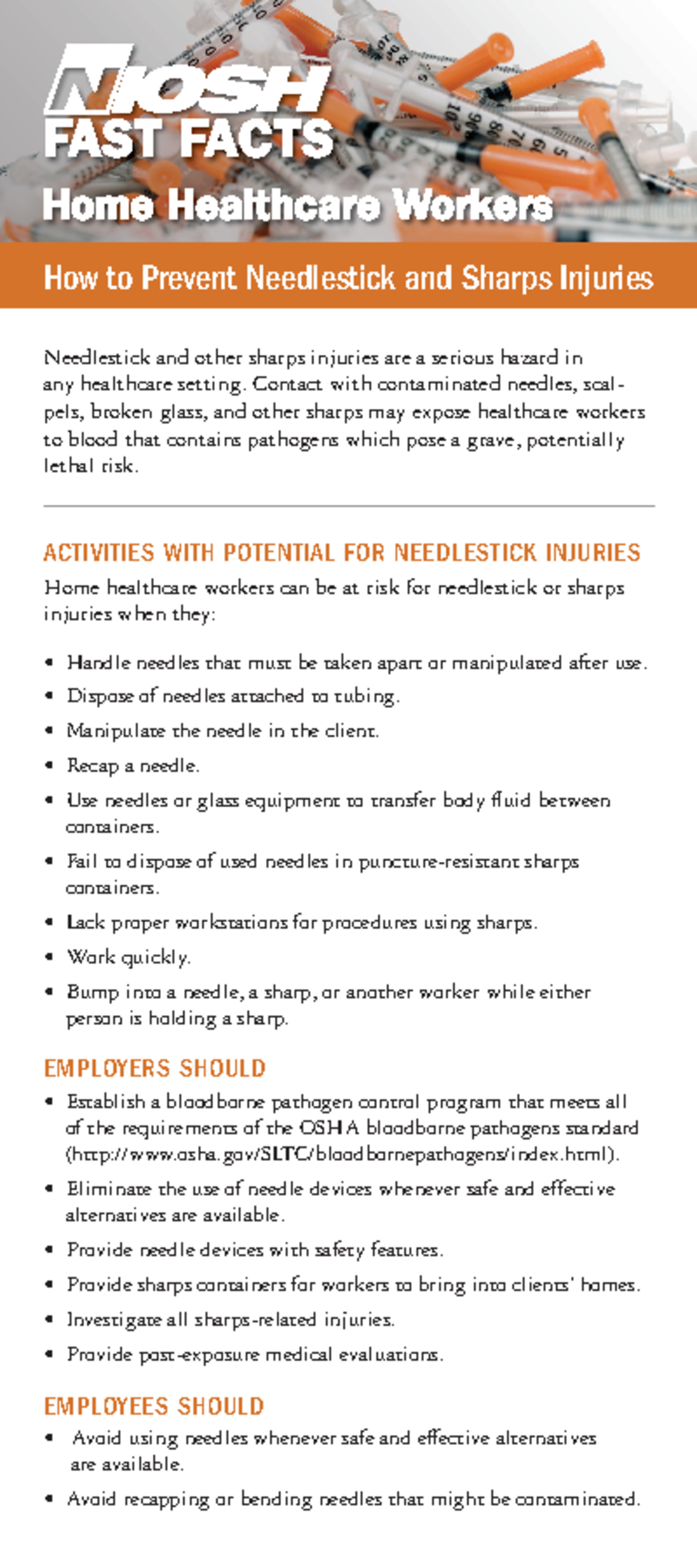 Needle stick injury and care - Needlestick and other sharps injuries ...