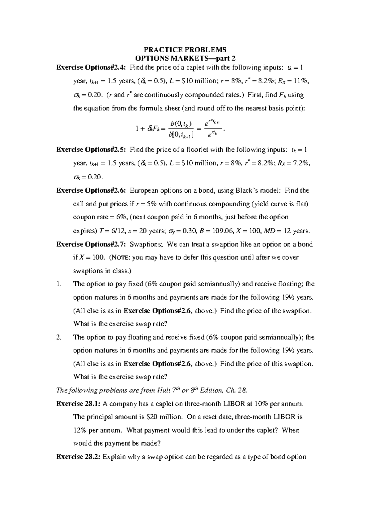 Exercises-Options#2 - practical questions - PRACTICE PROBLEMS OPTIONS 2 ...
