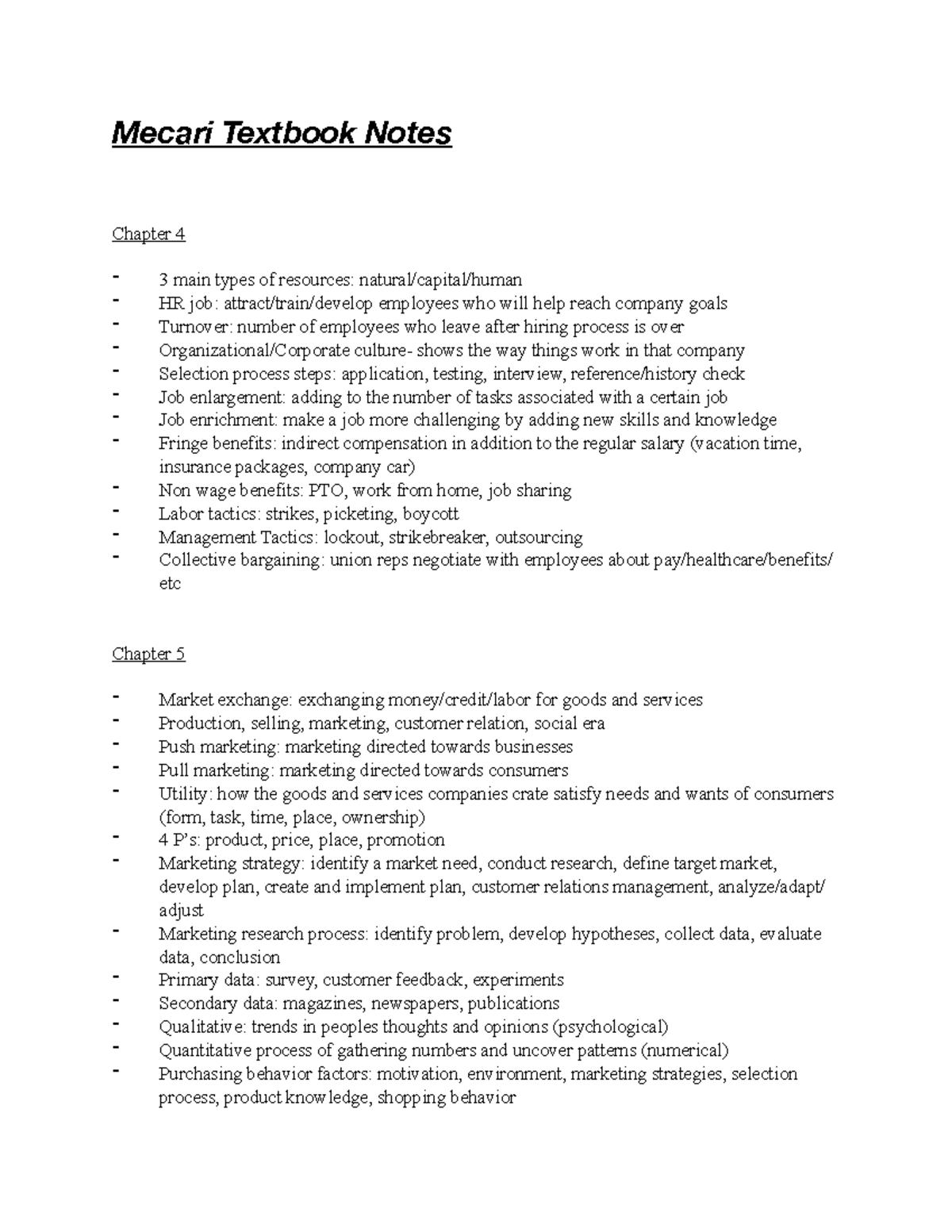 Macarie Textbook Notes - Mecari Textbook Notes Chapter 4 ⁃ 3 main types ...