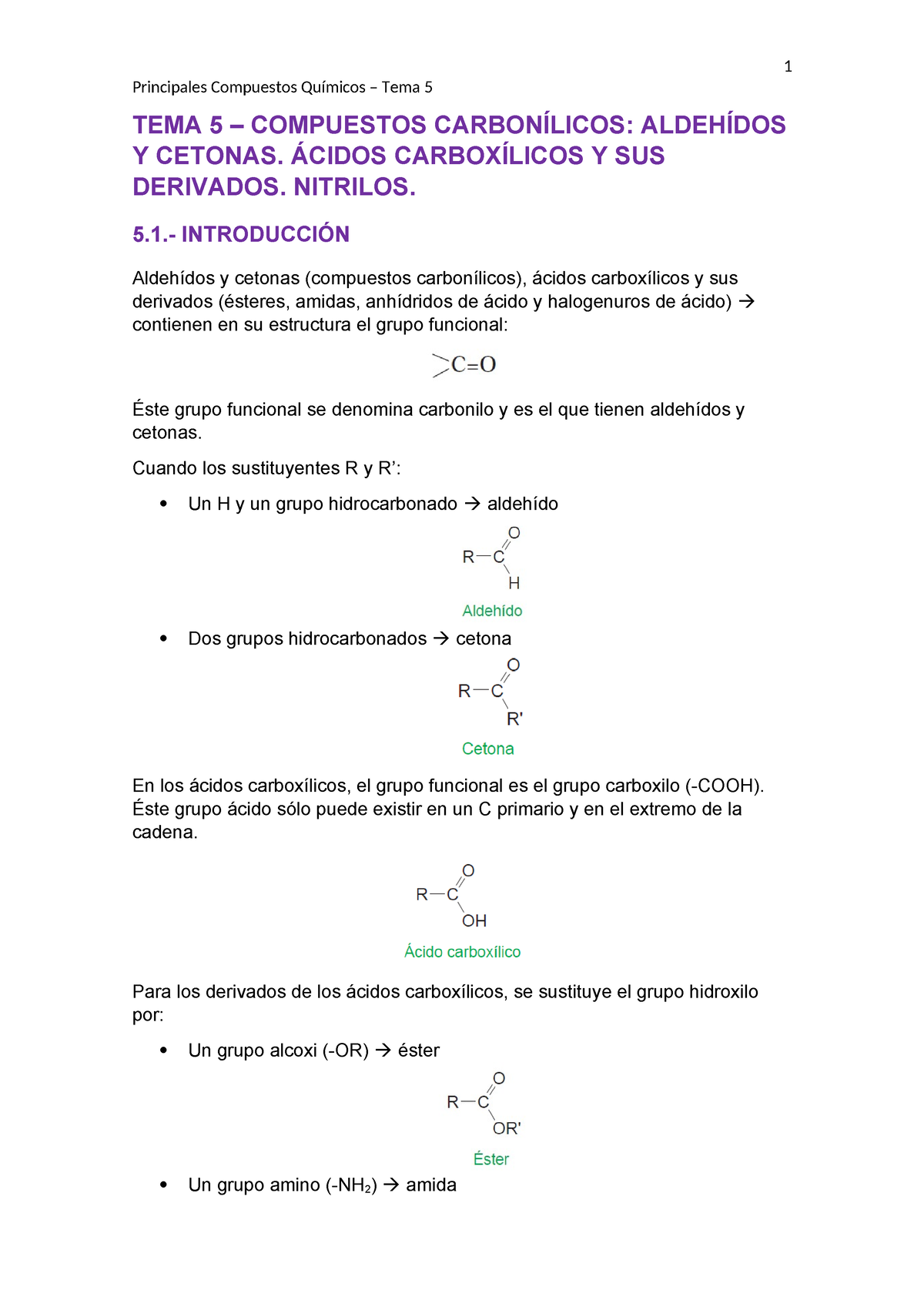 Tema 5 Compuestos carbonílicos aldehídos y cetonas. Ácidos carboxílicos ...