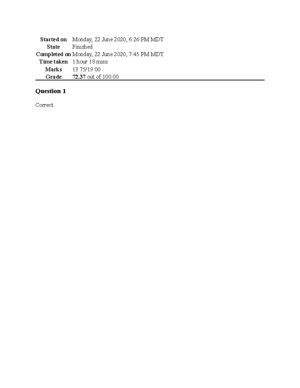 MLA documentation quiz - Started on Monday, 22 June 2020, 6:26 PM MDT ...