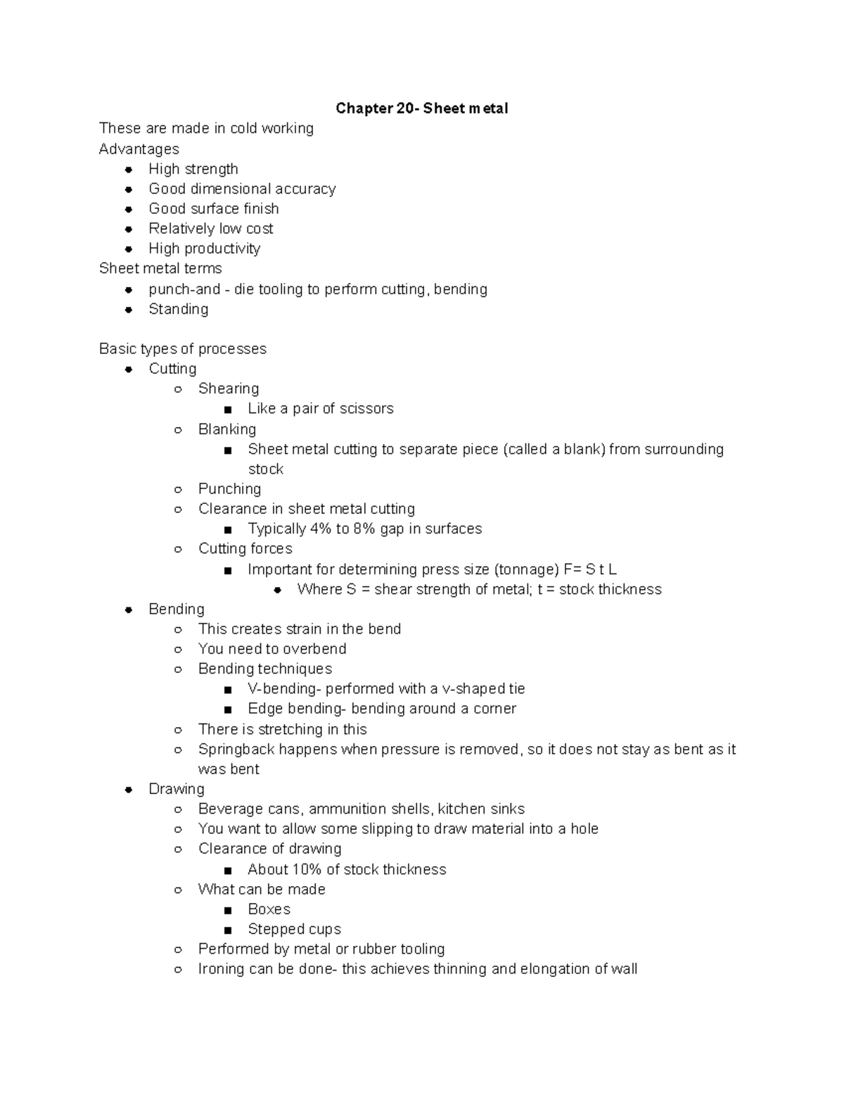 Class 34 - Lecture notes 34 - Chapter 20- Sheet metal These are made in ...