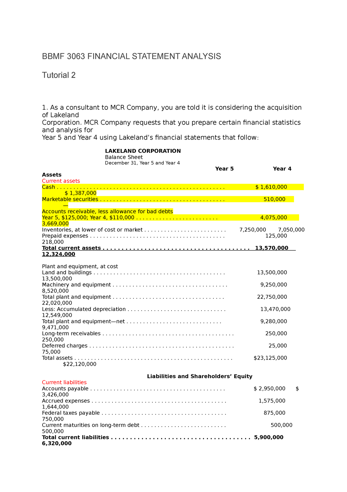 Tutorial 2 -4 May - 1234 - BBMF 3063 FINANCIAL STATEMENT ANALYSIS ...