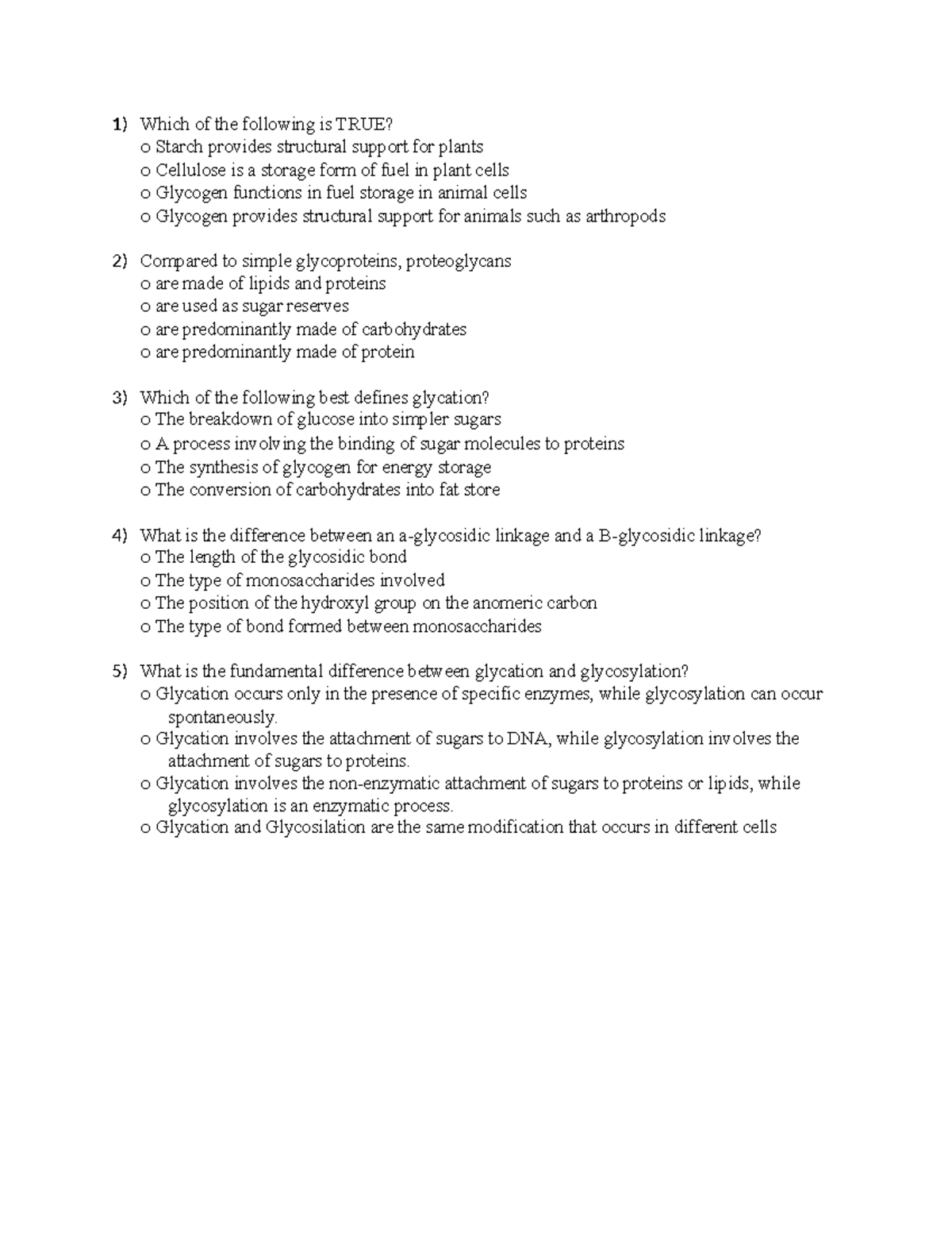 QUIZ 11 12 andre Which of the following is TRUE? o Starch provides