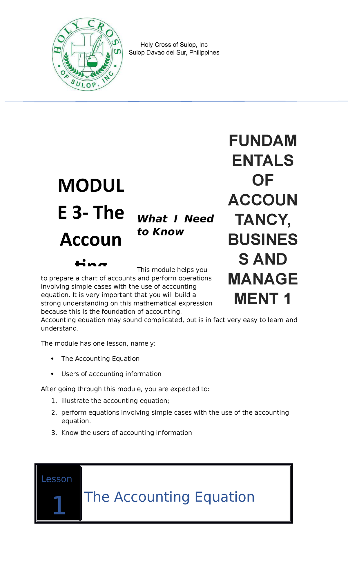 FABM 1. Module 3 Accountacy - Accountancy - Studocu