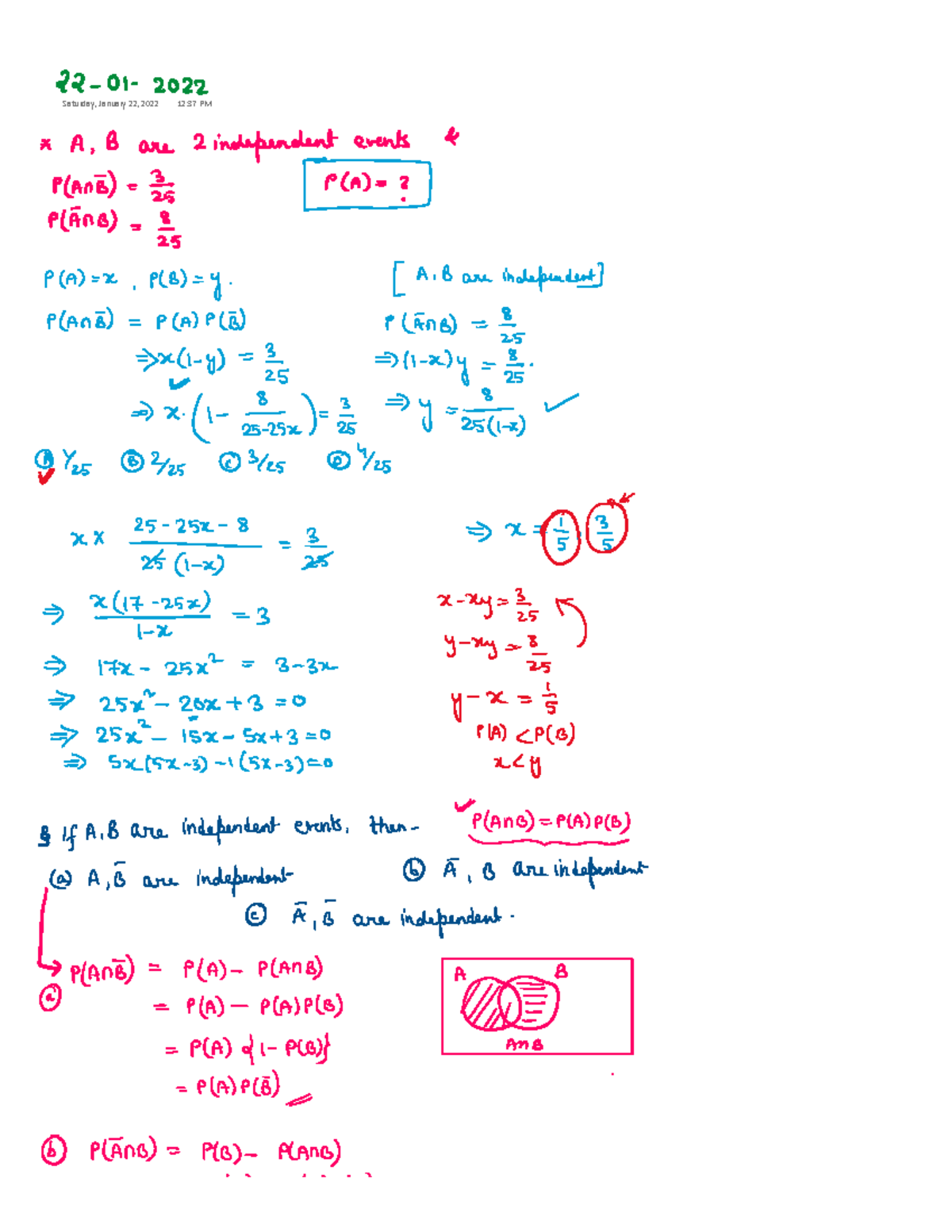 Lec 4 - notes - Saturday, January 22, 2022 12:37 PM A, B are 2 ...
