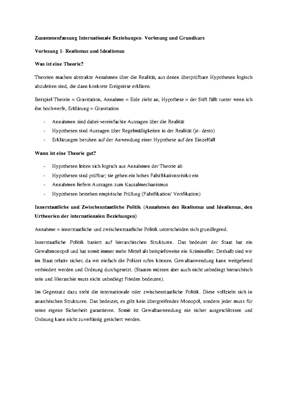 Faust 1 Teil Zusammenfassung Politik Zusammenfassung - Zusammenfassung Internationale Beziehungen