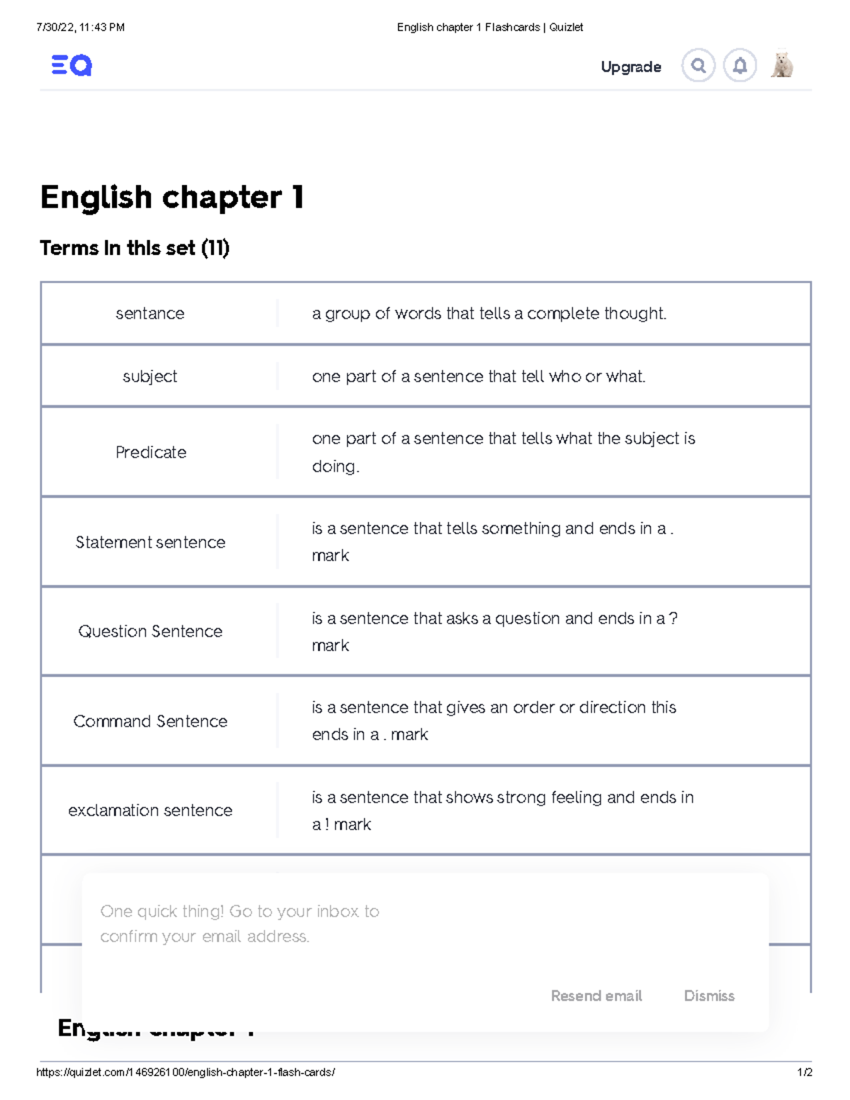 English chapter 1 Flashcards Quizlet - 7/30/22, 11:43 PM English ...