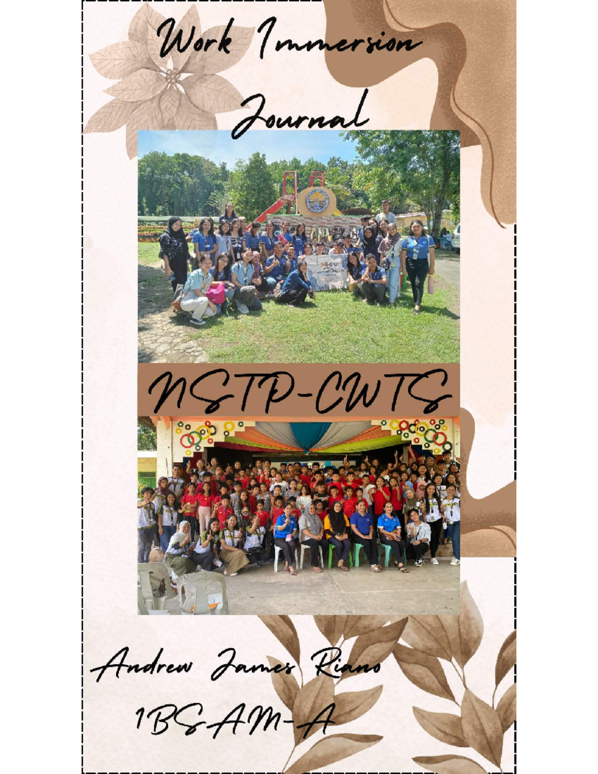 Work Immersion - Read - Work Immersion Journal Andrew James Rians Work ...