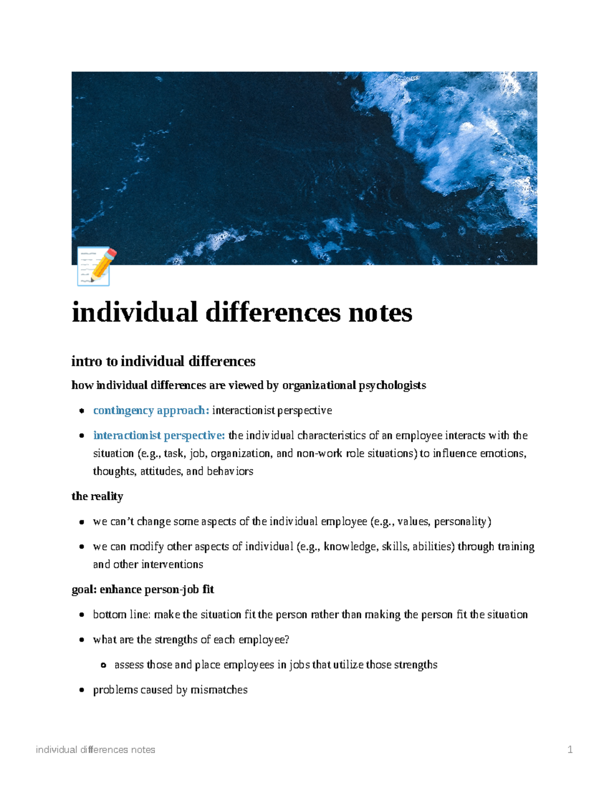 Week 4 - Individual Differences - Ë Individual Differences Notes Intro ...