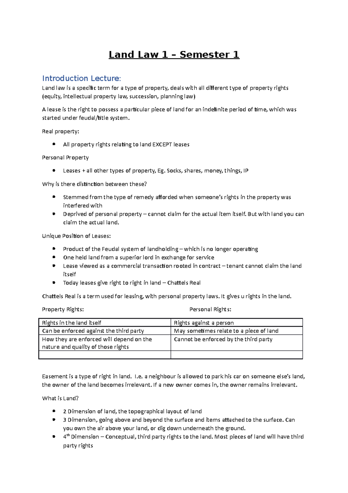 Land Law 1 - Land Law 1 - Land Law 1 – Semester 1 Introduction Lecture ...