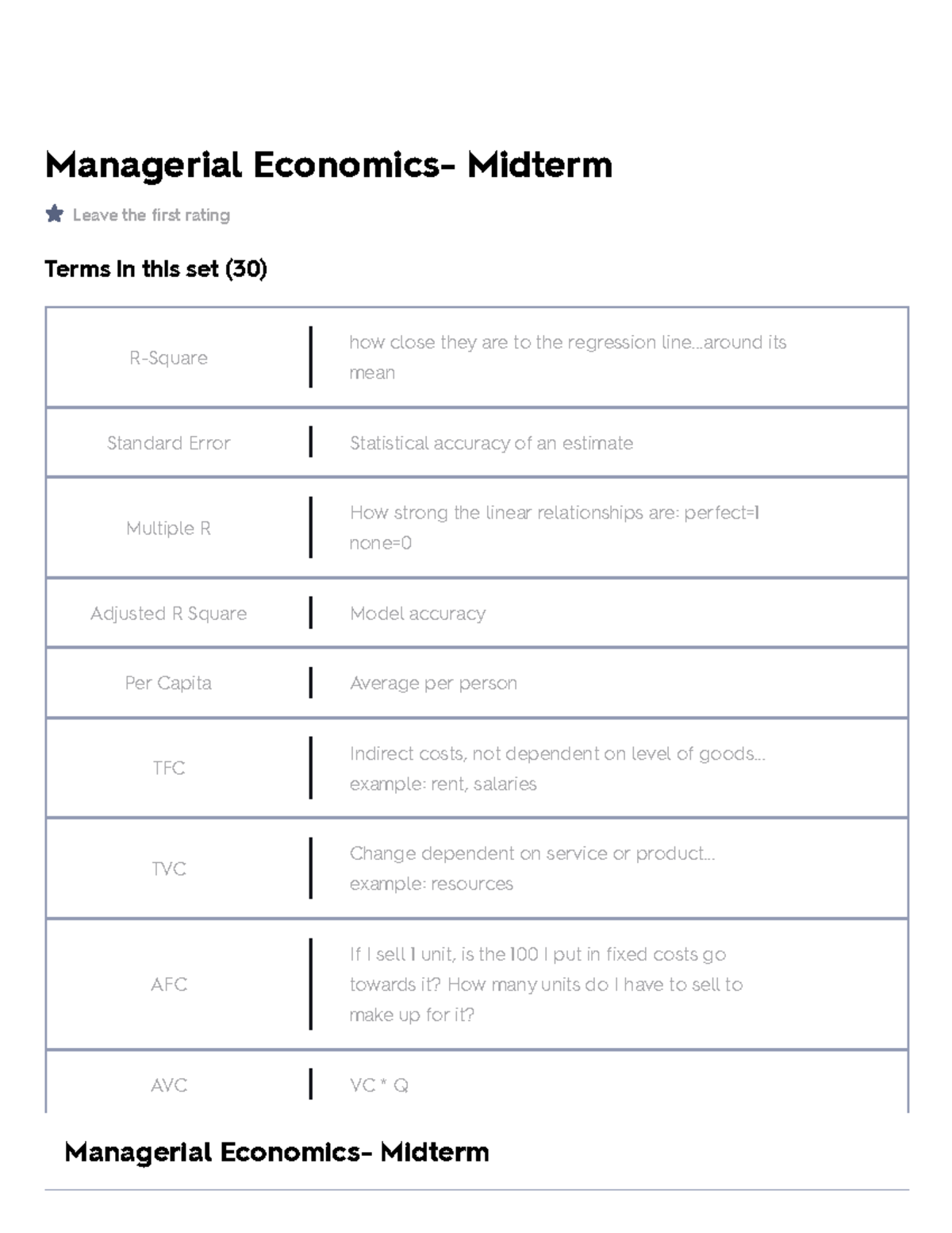 Managerial Economics- Midterm Flashcards Quizlet - Managerial Economics- Midterm Leave The First ...