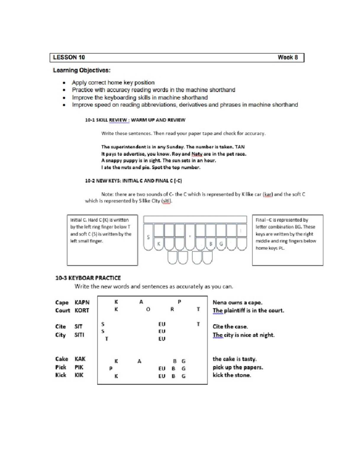 Lesson 10 with Learning Activity 10 Foundation of Shorthand Studocu