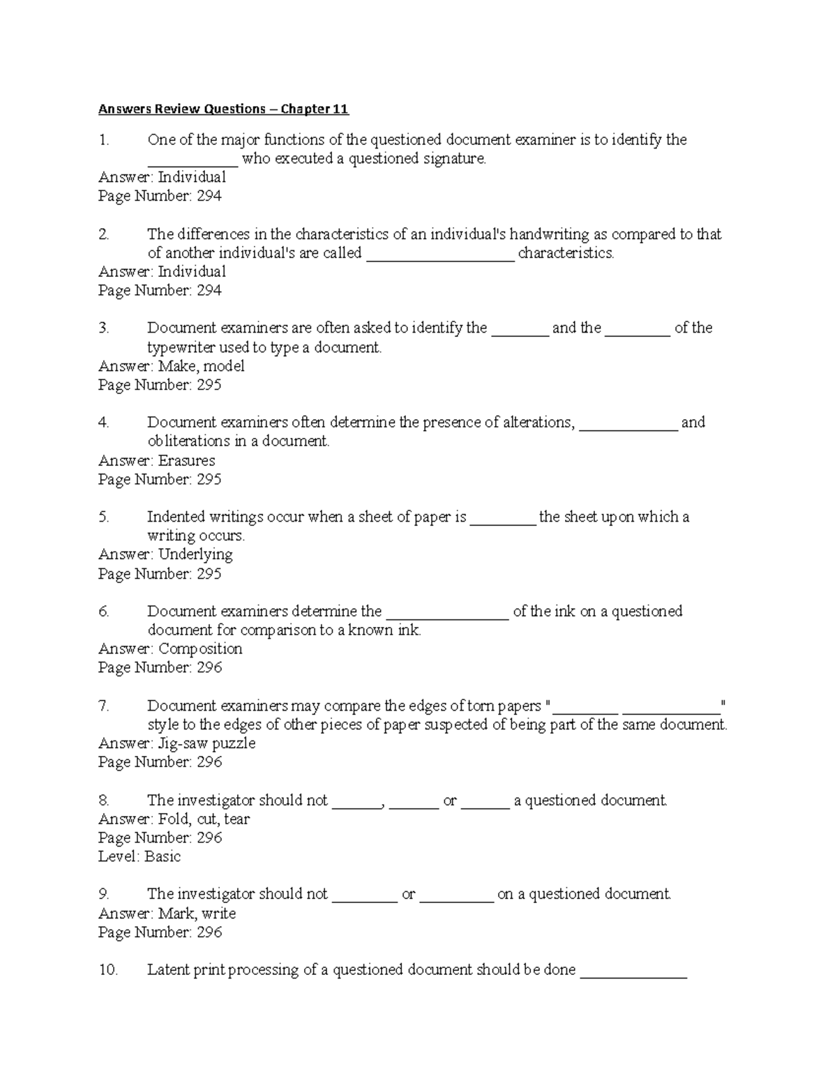 CJ Review Q's 20 - Answers Review Questions – Chapter 11 One of the ...