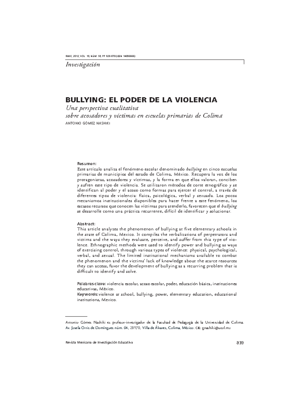 V18n58a8 - Revista Mexicana de Investigación Educativa 839 RMIE, 2013 ...