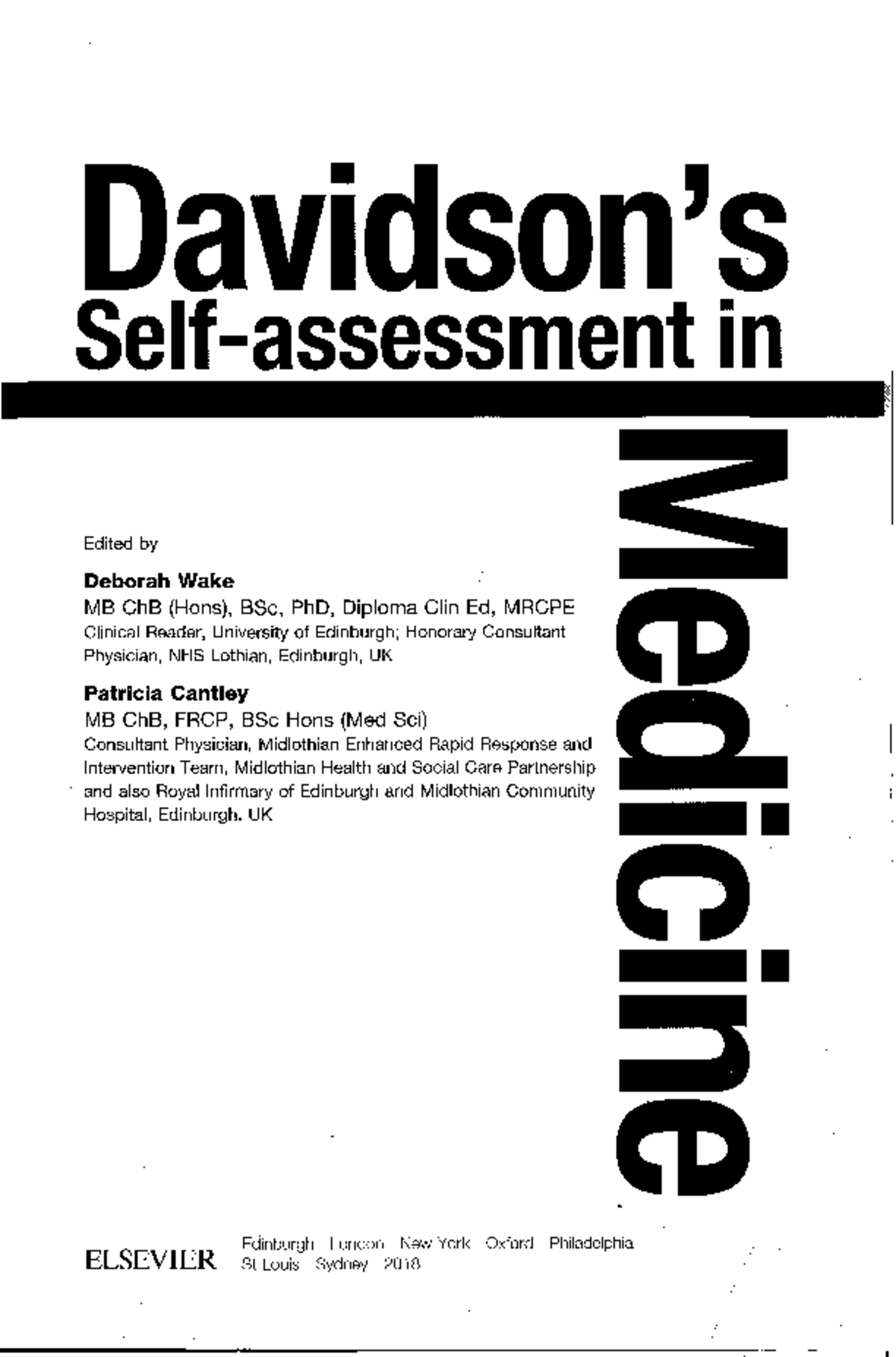 Davidson's Self assessment 2018-part-2 - Edited by Deborah Wake MB ChB ...