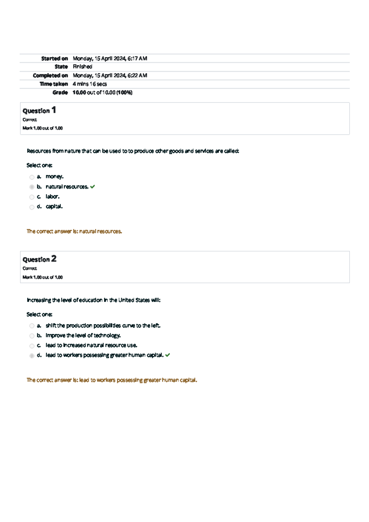 Self-Quiz Unit 1 - Chapter 2 Attempt review Home - Started on Monday ...