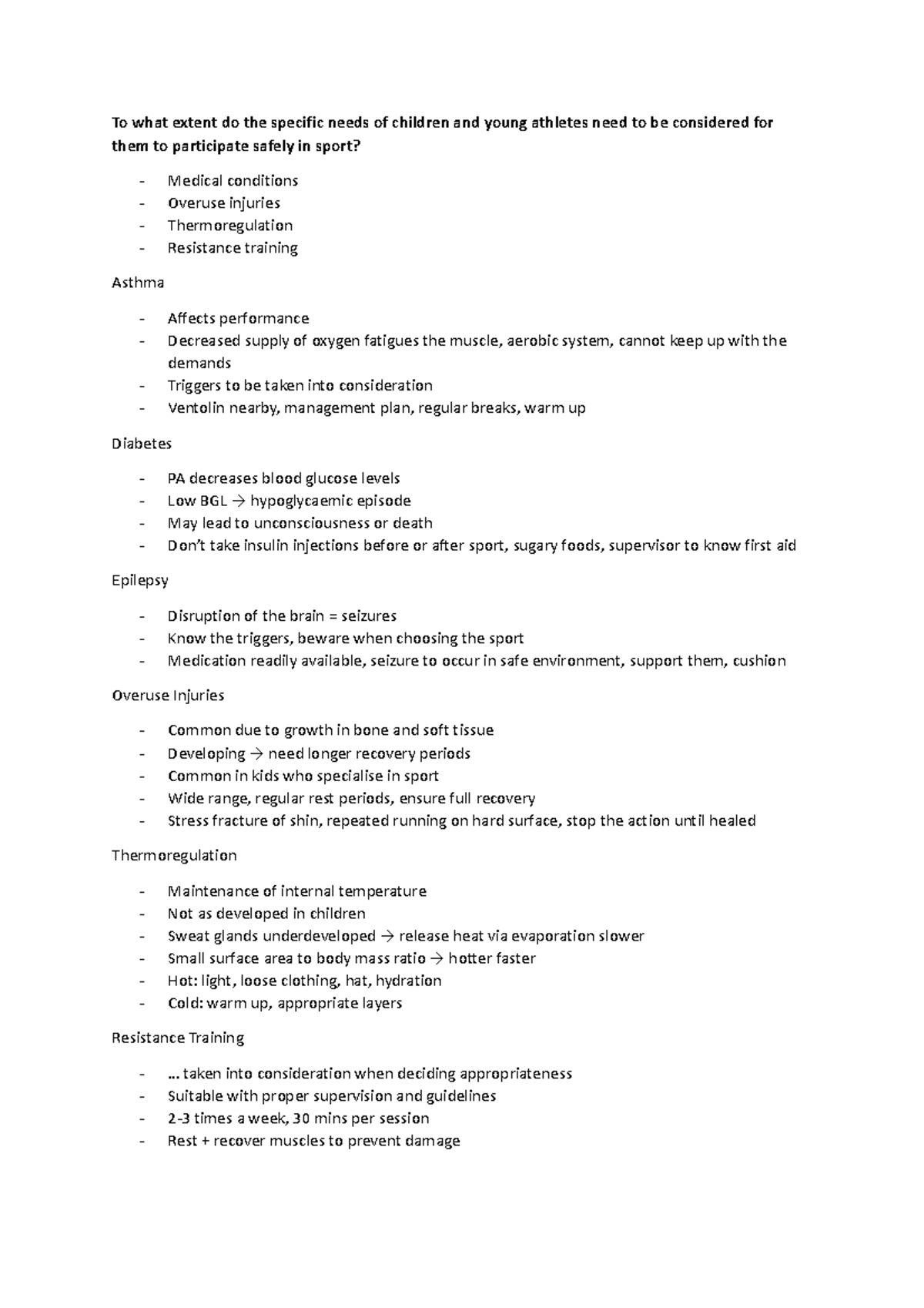 Sports Med Essay Plans Trial - To what extent do the specific needs of ...