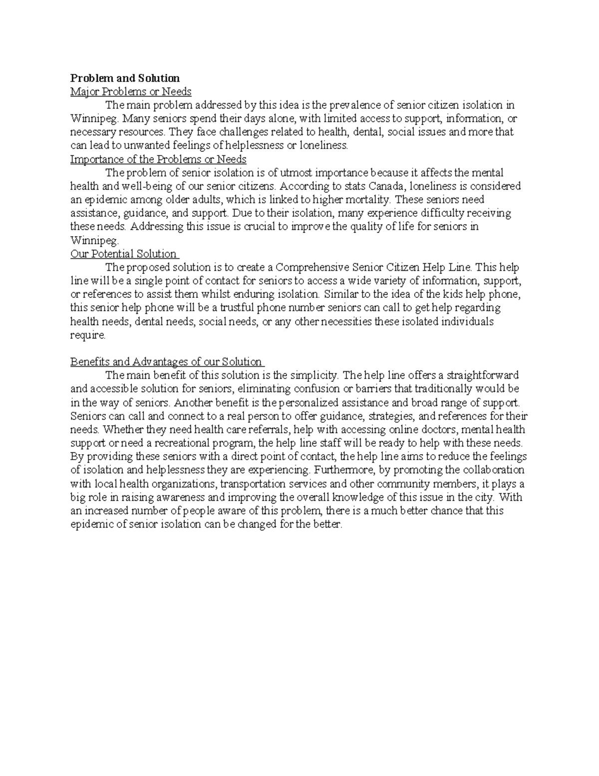 Problem and Solution 14 - Problem and Solution Major Problems or Needs ...