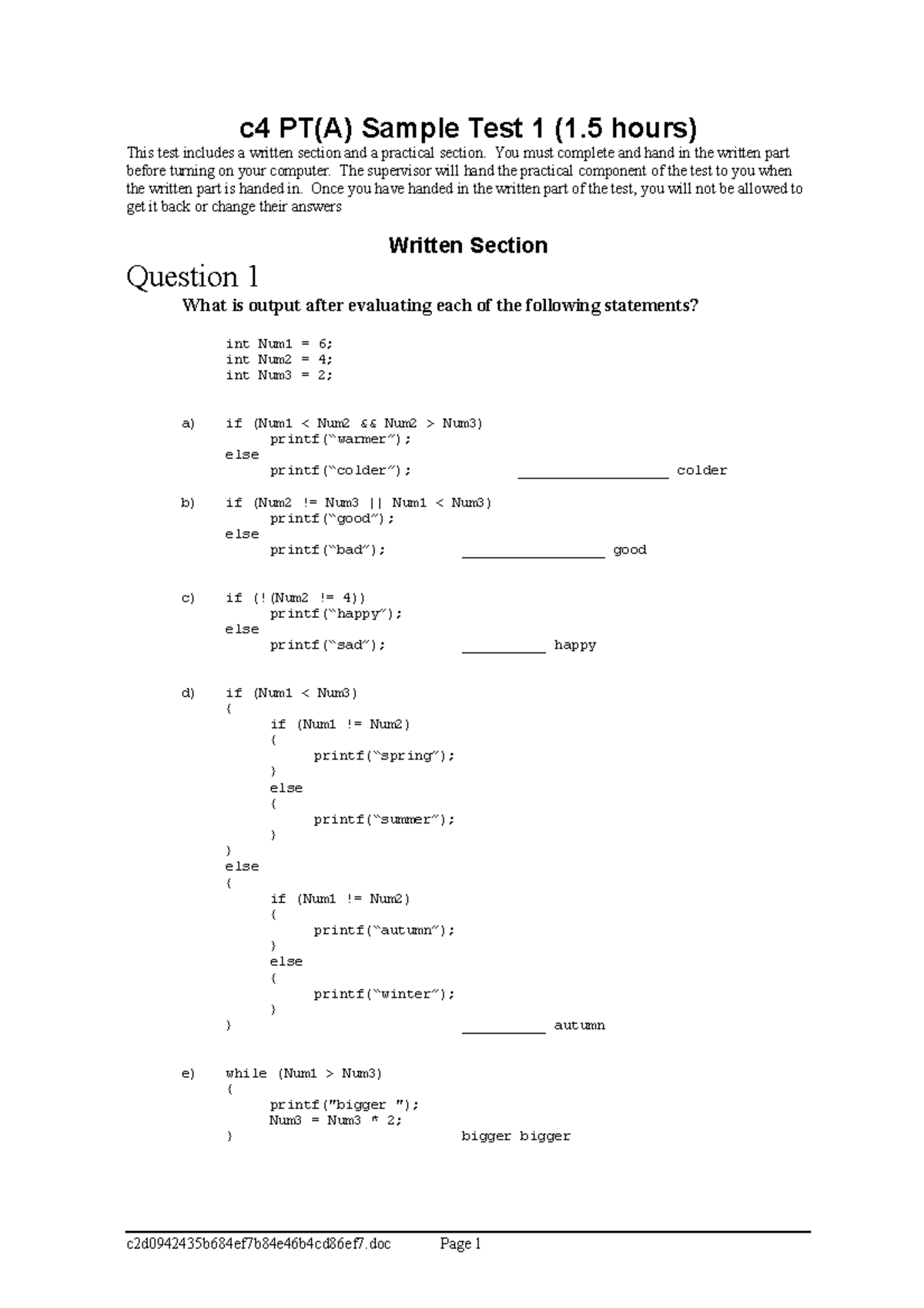 C4 PTA Sample Test 1 02 2 - pratice test programming pratice test ...