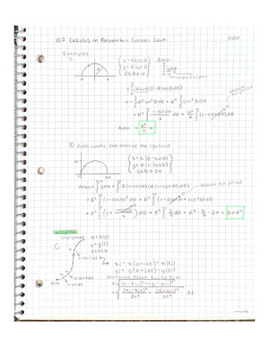 MATH 143 Notes (10.1 Parametric Equations) - MATH 143 - Studocu