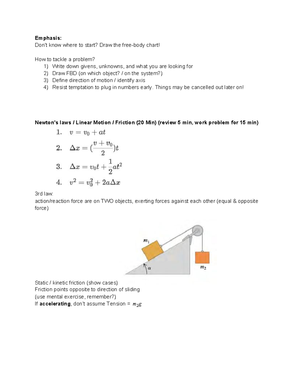 Physics 7C Winter Review 1 - Emphasis: Don’t know where to start? Draw ...