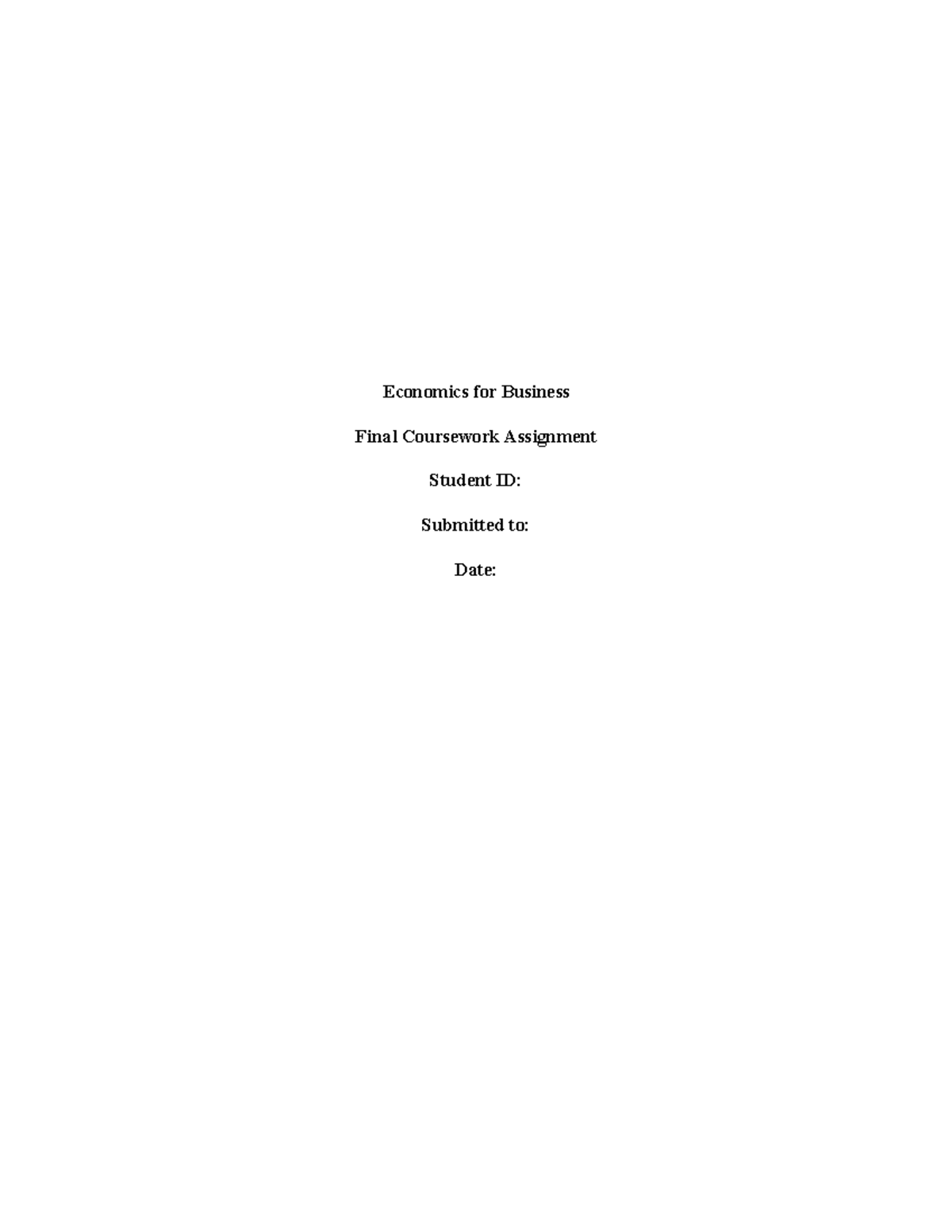 Economics for Business - Economics for Business Final Coursework ...