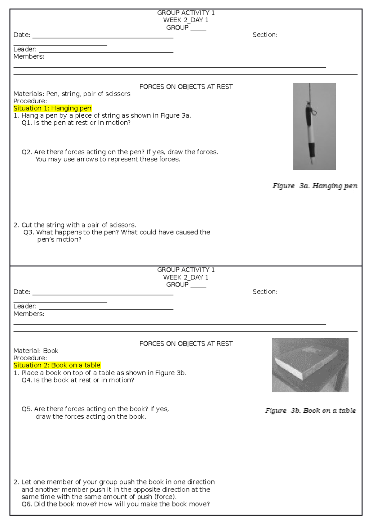 WEEK 2 Activities - Notes for Science Lesson - GROUP ACTIVITY 1 WEEK 2 ...