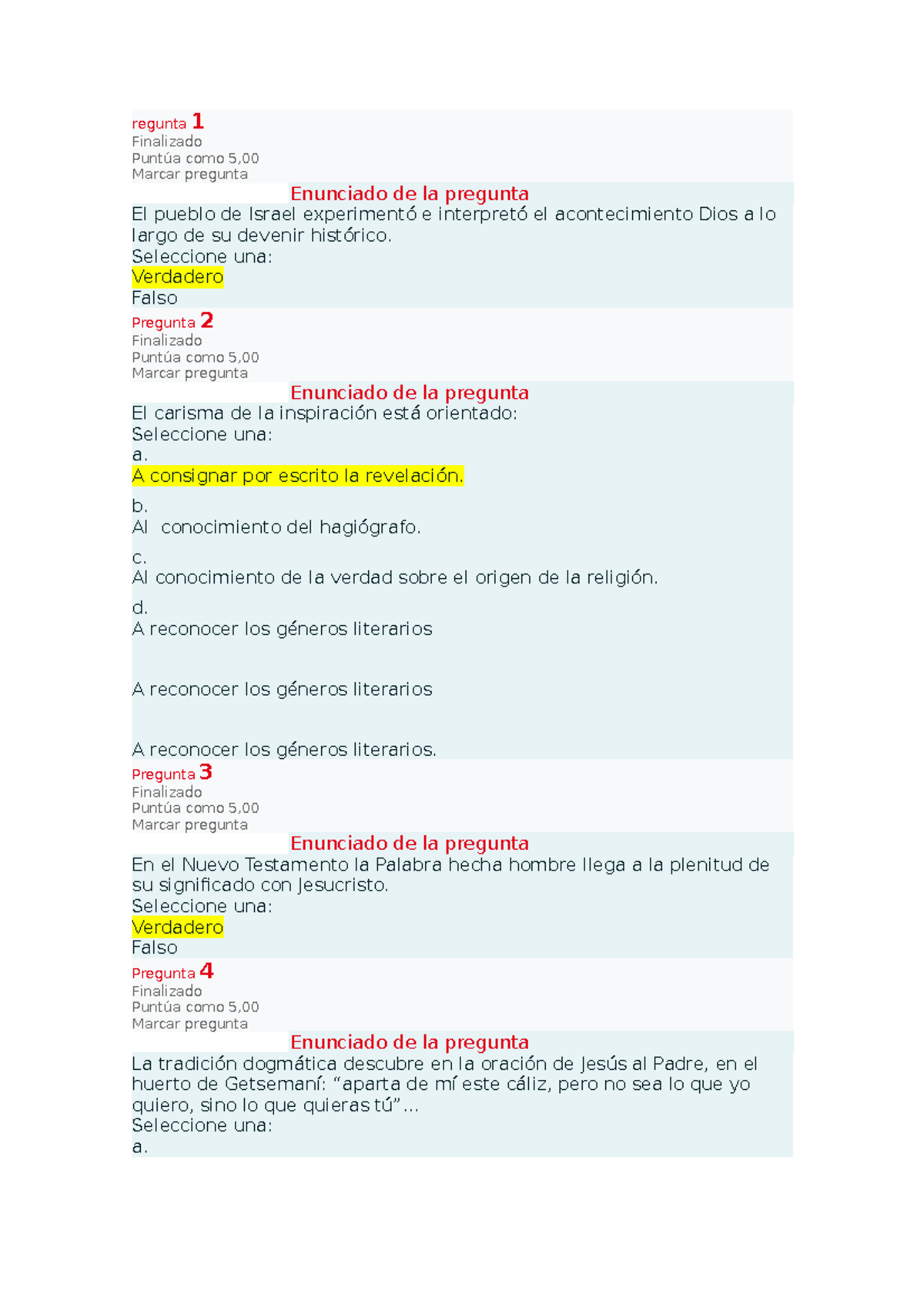 Mi Parcial " - Regunta 1 Finalizado Puntúa Como 5, Marcar Pregunta ...