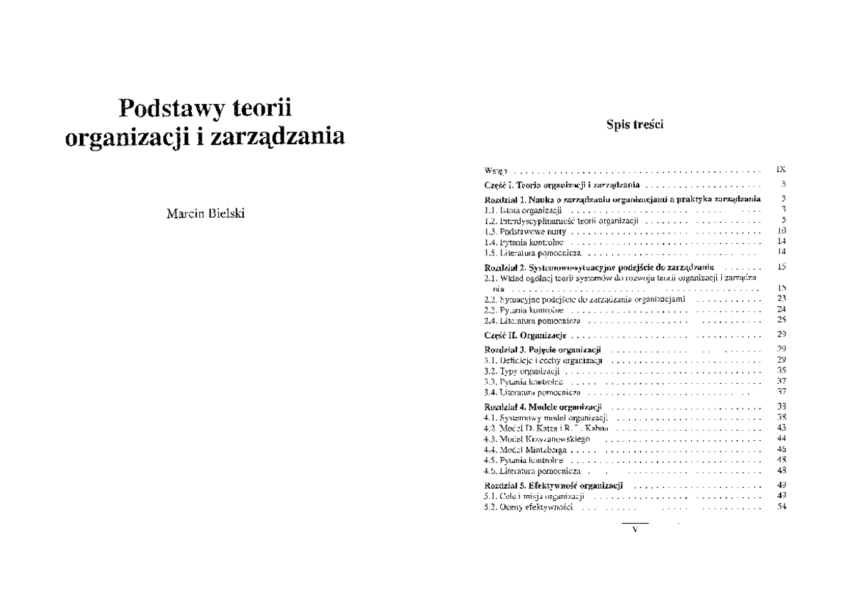 Bielski - Podstawy teorii organizacji i zarządzania - Ekonomia - Studocu