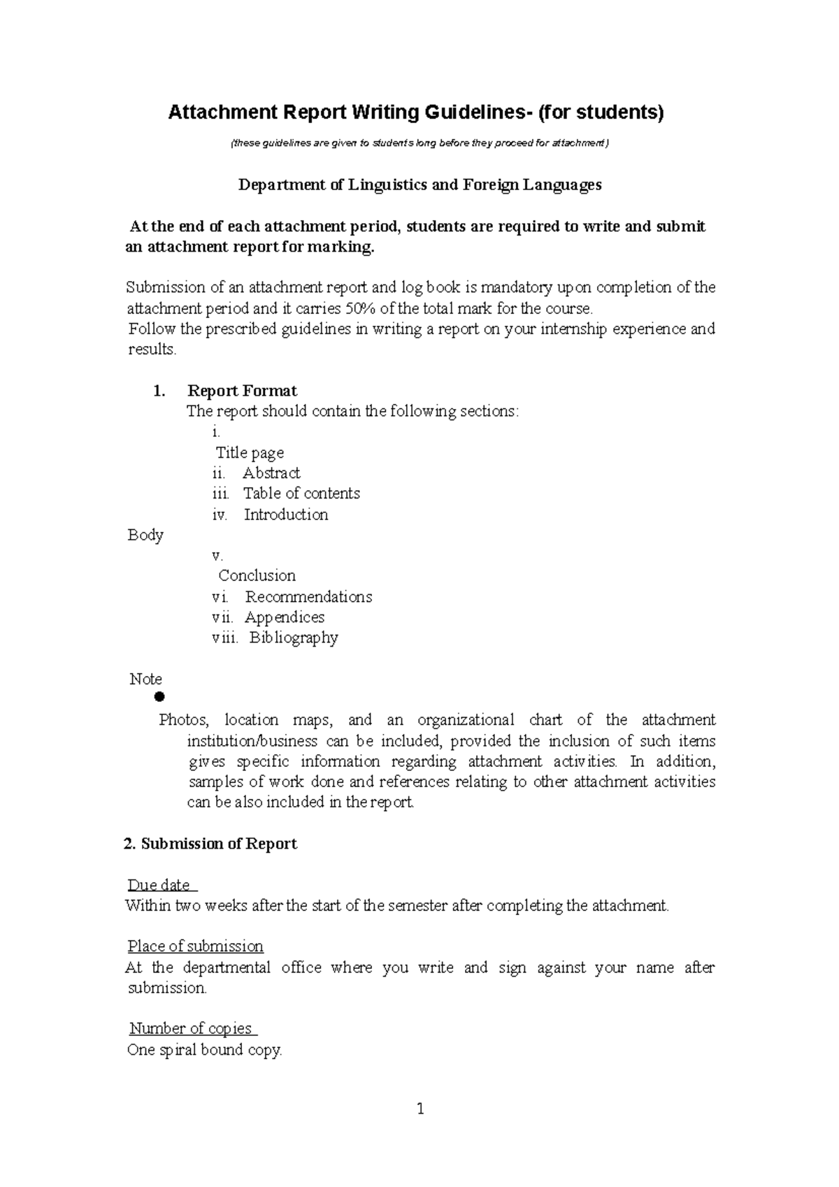 Attachment report guidelines For 2022 Attachment Report Writing Guidelines (for students