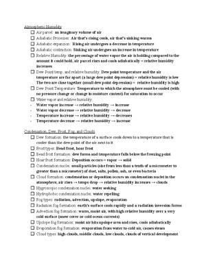 Copy of Meterology Final Study Guide - Air masses and fronts Air mass ...