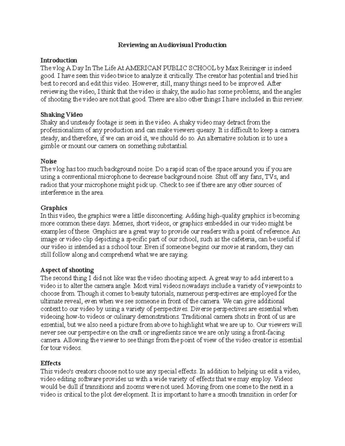 Assignment 3 - Individual [20%] solved - Reviewing an Audiovisual ...
