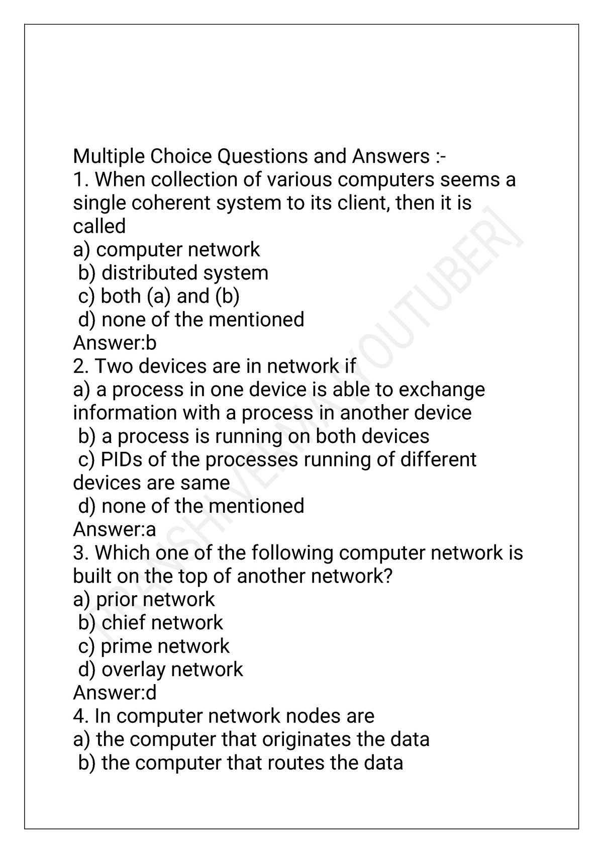 KCS602 Computer Network MCQs - Multiple Choice Questions And Answers ...