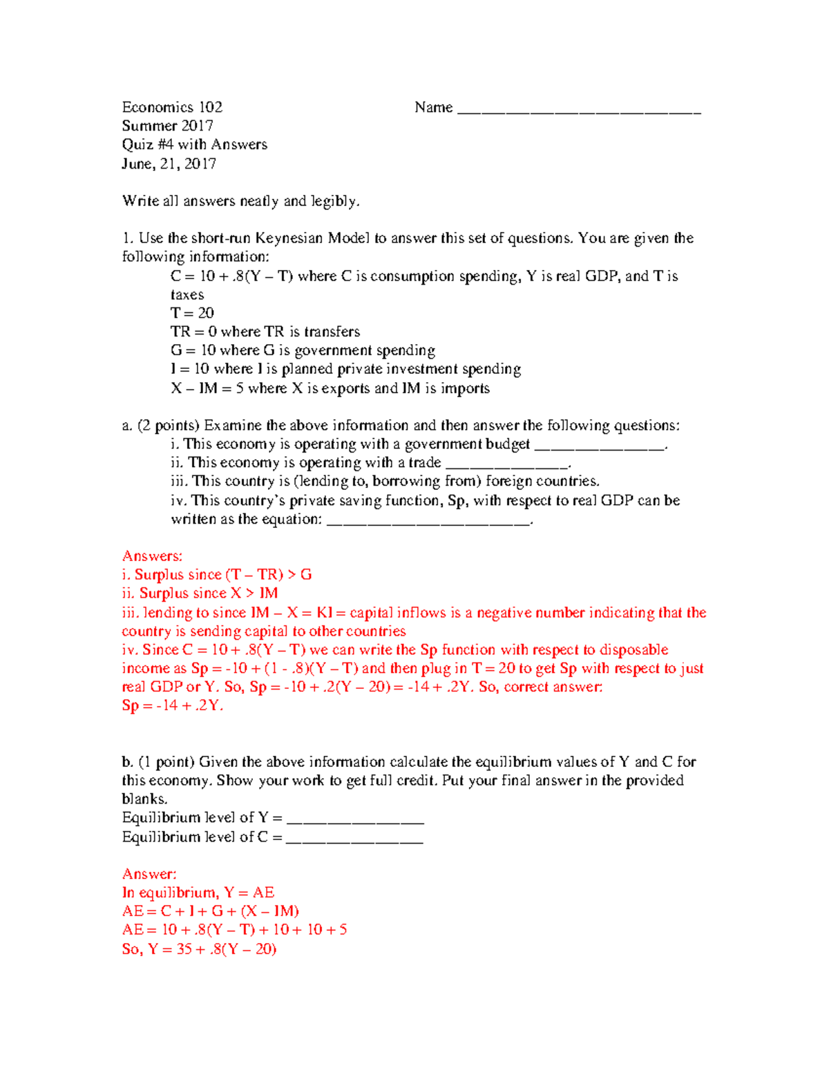 Quiz4summer 17 Withanswers Econ 102 Principles Of Macroeconomics Studocu