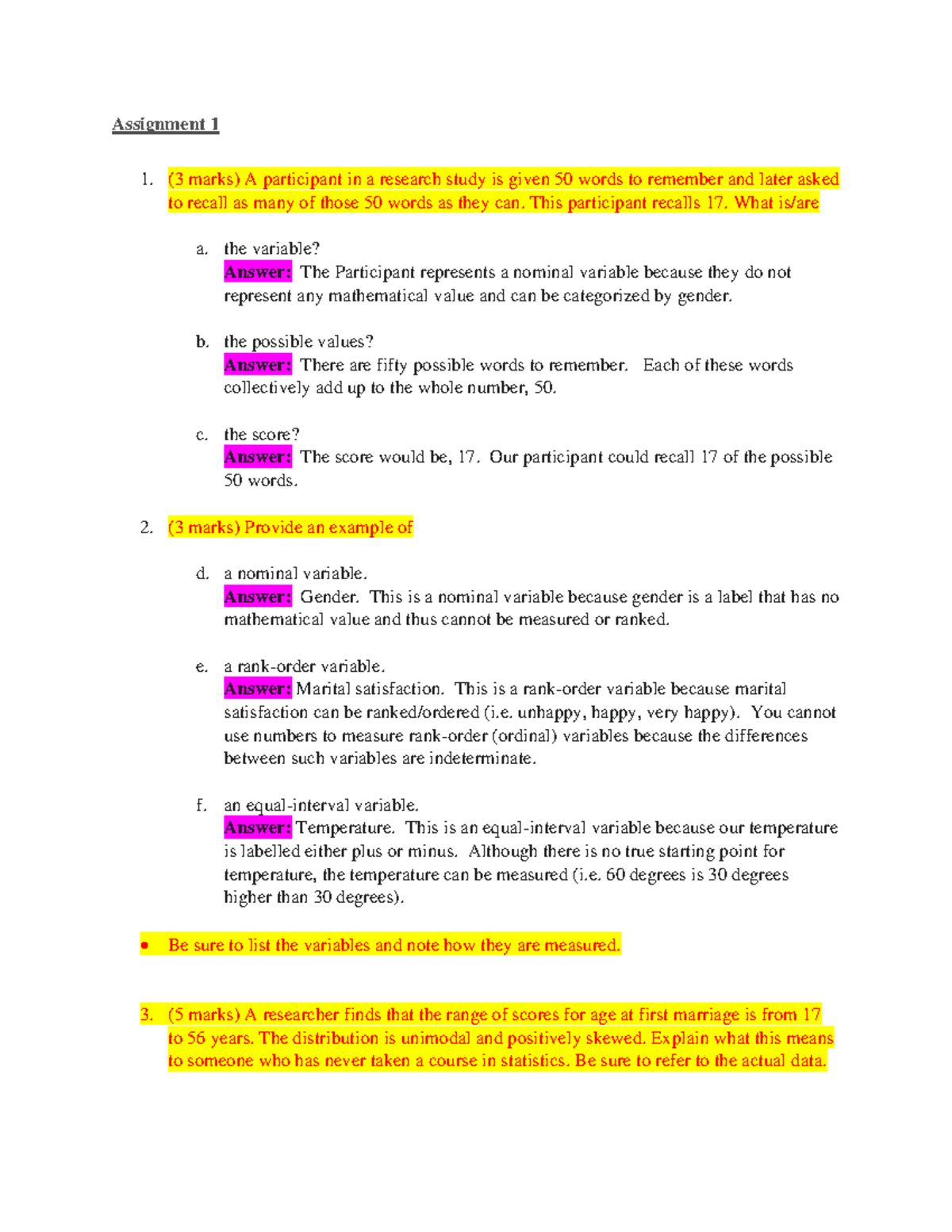 Assignment 1 soci301 - Assignment 1 (3 marks) A participant in a ...