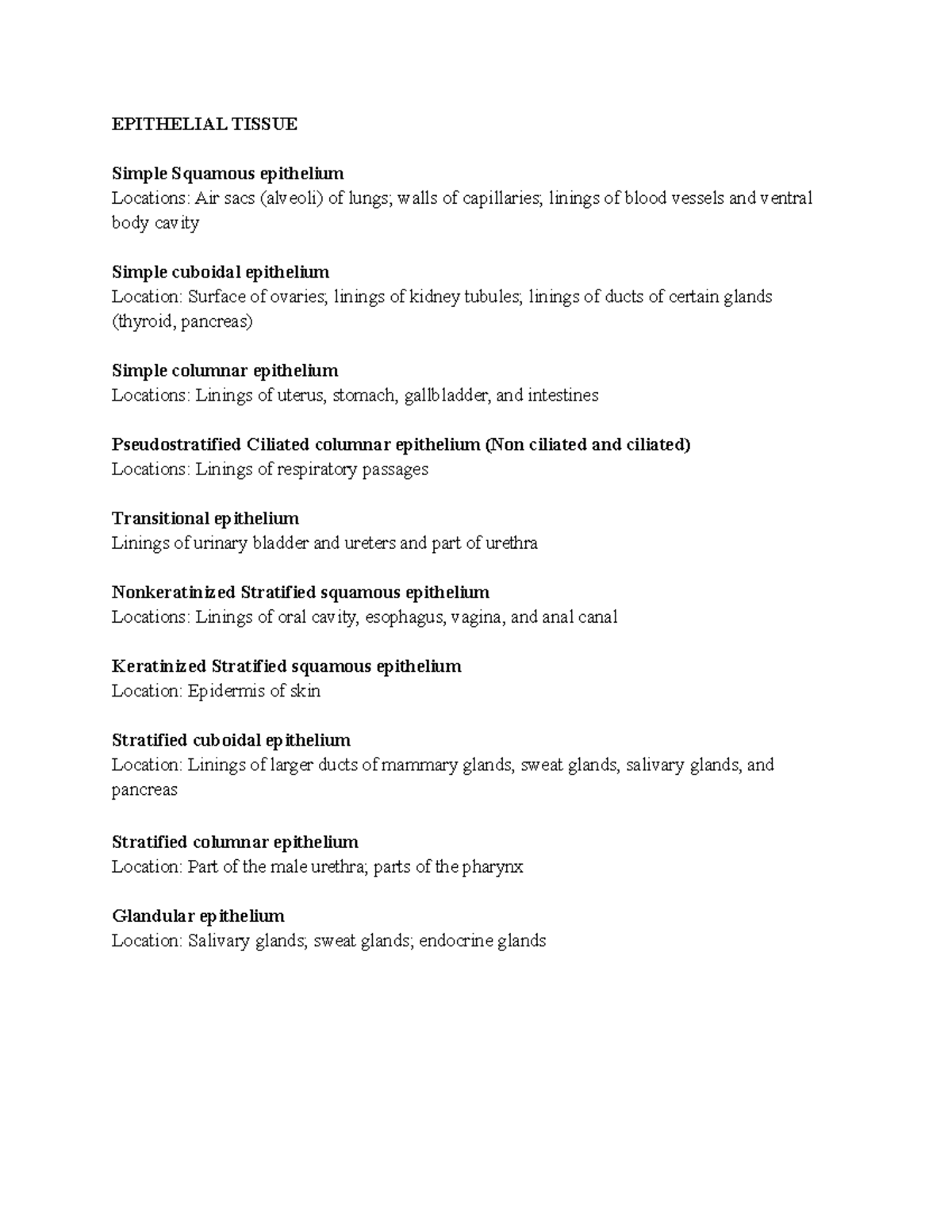 Epithelial Tissue - Lab - EPITHELIAL TISSUE Simple Squamous Epithelium ...