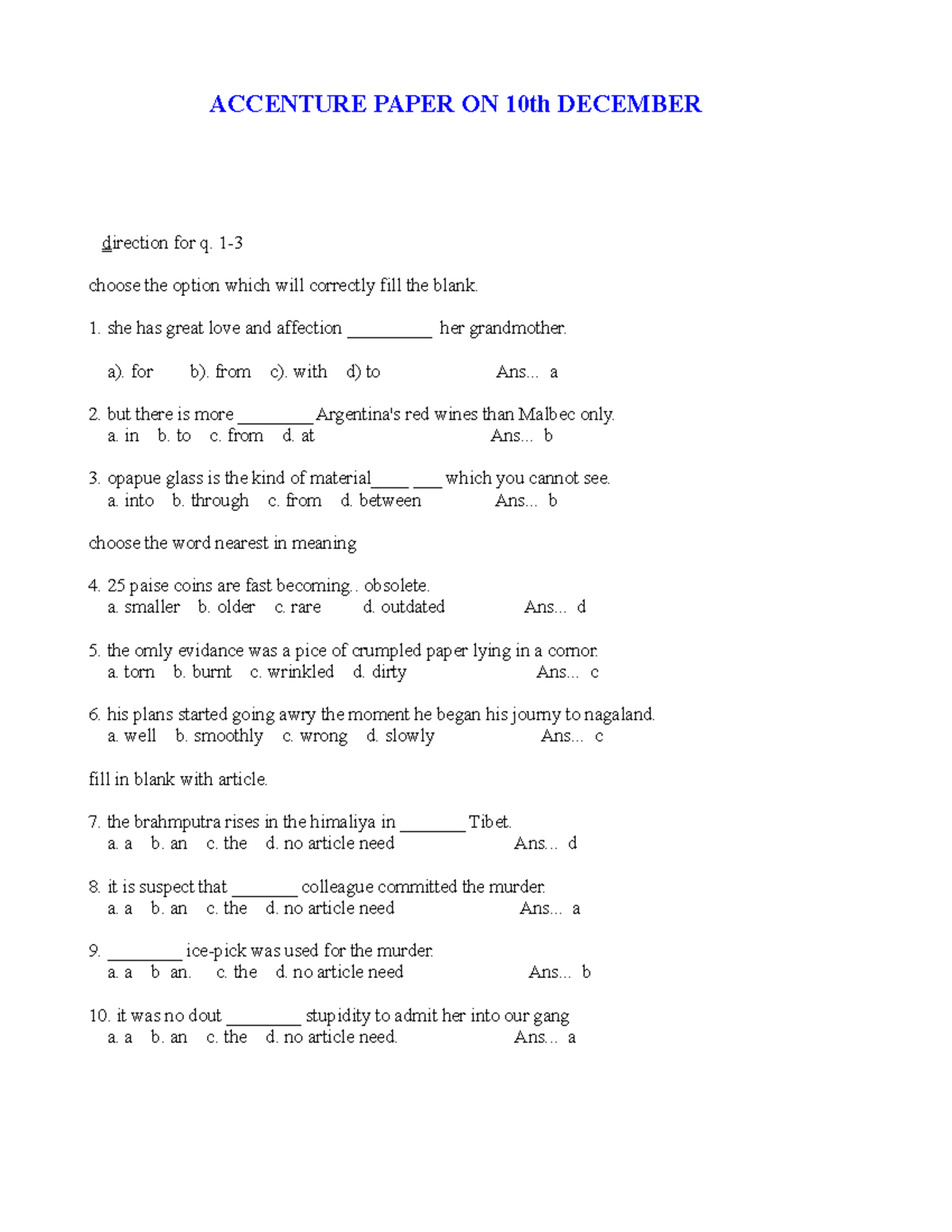 Accenture Paper On 10th December - ACCENTURE PAPER ON 10th DECEMBER ...