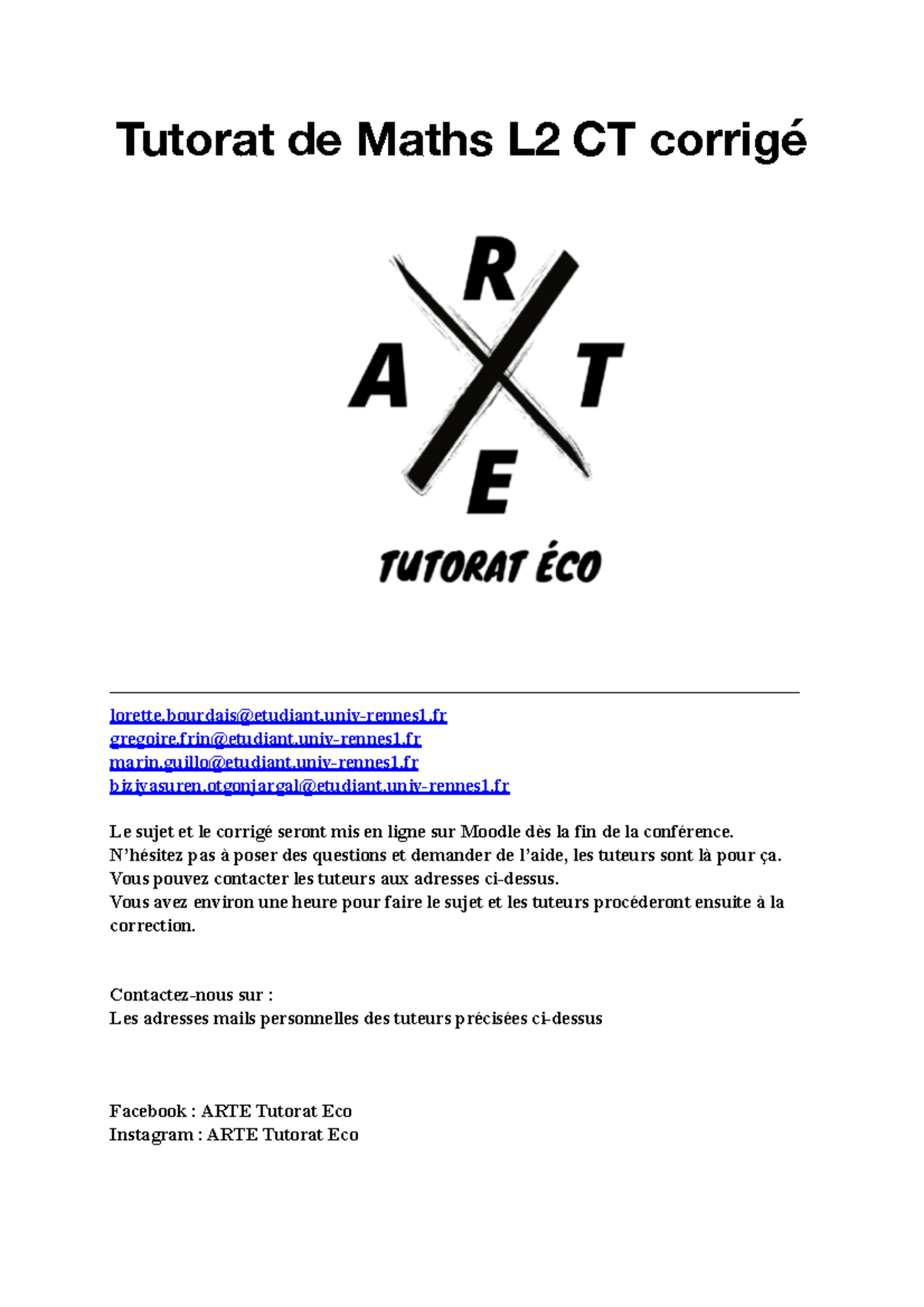 Corr-tutorat-maths-CT 2 - Tutorat de Maths L2 CT corrigé
